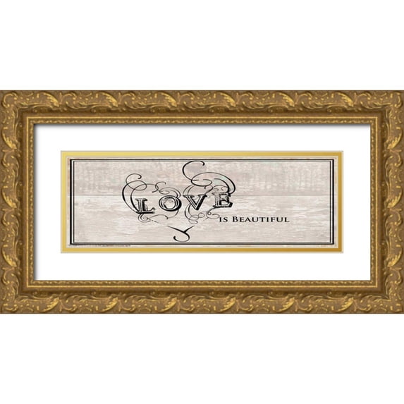 May 18x9 Gold Ornate Wood Framed with Double Matting Museum Art Print Titled - Love Is Beautiful