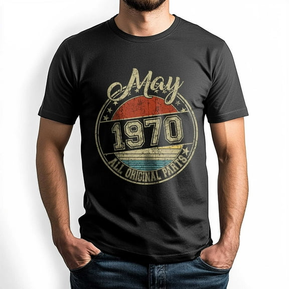 May 1970 All Original Parts T-Shirt, Retro Birthday Shirt for Men, Perfect Gift for May Birthday