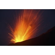 May 21, 2008 - Lava bomb trajectories visible during nighttime vulcanian eruption of Anak Krakatau volcano, Sunda Strait, Java, Indonesia Poster Print (34 x 23)