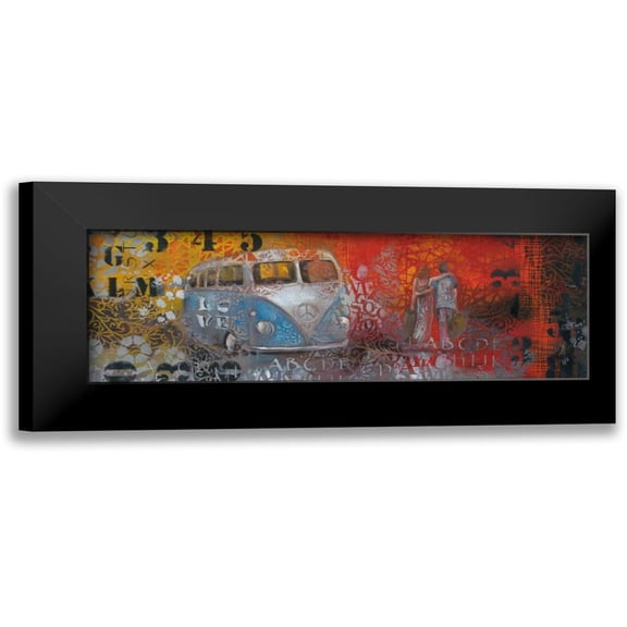 May 24x11 Black Modern Framed Museum Art Print Titled - Love Bus