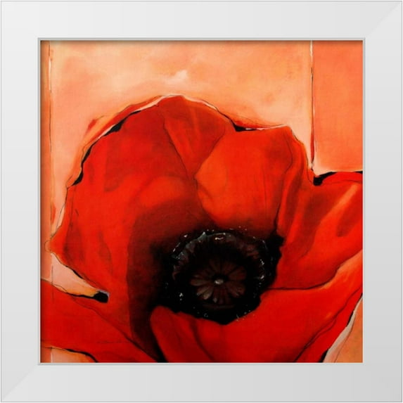 May 26x26 White Modern Wood Framed Museum Art Print Titled - Crimson Poppy 2