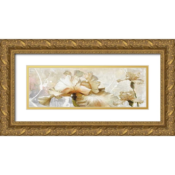 May 32x13 Gold Ornate Wood Framed with Double Matting Museum Art Print Titled - Floral Delight