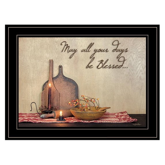 Trendy Decor4U "May All Your Days be Blessed Collection" By Susie Boyer, Ready to Hang Framed Print, Black Frame