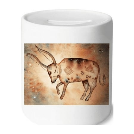 May April Taurus Constellation Zodiac Money Box Cerac Coin Case Piggy Bank