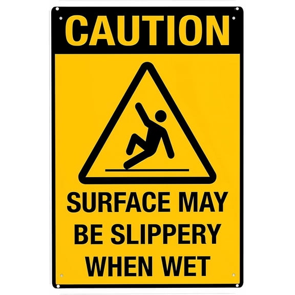 May Be Slippery When Wet Sign - 8"x12" Vintage Metal Warning Sign, Wet Floor Decor for Home Farm Bar Coffee Shop Club Office Restaurant Indoor
