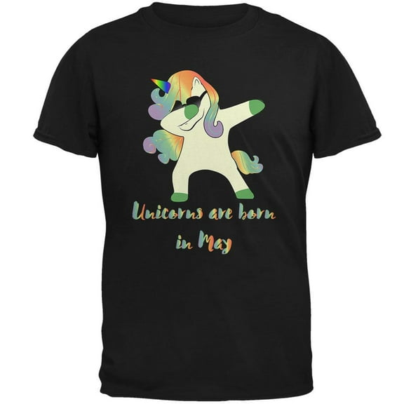 May Birthday Dabbing Unicorn Sunglasses Mens T Shirt Black 4X-LG