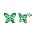 thumbnail image 1 of Juwaliy May Birthstone Earrings Emerald Green Butterfly Earring Stud 925 Sterling Silver Fine Jewelry Women Wife Valentines Mother's Day Gifts for Mom, 1 of 9