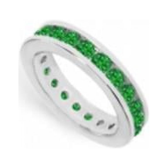 May Birthstone Emerald Eternity Band in 14K White Gold 2 CT Second Wedding Anniversary Gift - Size 5.5