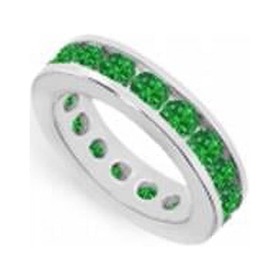 May Birthstone Emerald Eternity Band in 14K White Gold 4 CT Fourth Wedding Anniversary Gift - Size 9