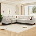 thumbnail image 1 of Royalcraft 6 Pieces I shaped couch with Solid Wood Frame and Thick Legs, Modern White Modular Sectional Sofa, Polyester Fabric Big Sofa Bed, Large Sleeper Couch for Living Room, 1 of 9