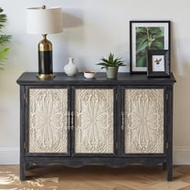Buildhom 60" Farmhouse Sideboard with 4 Glass Doors, Wood Legs ...