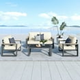 thumbnail image 1 of May in Color Aluminum Outdoor Furniture Set, 4-Seater Metal Patio Conversation Set with Coffee Table, Wood-Plastic Armrest , Beige, 1 of 9