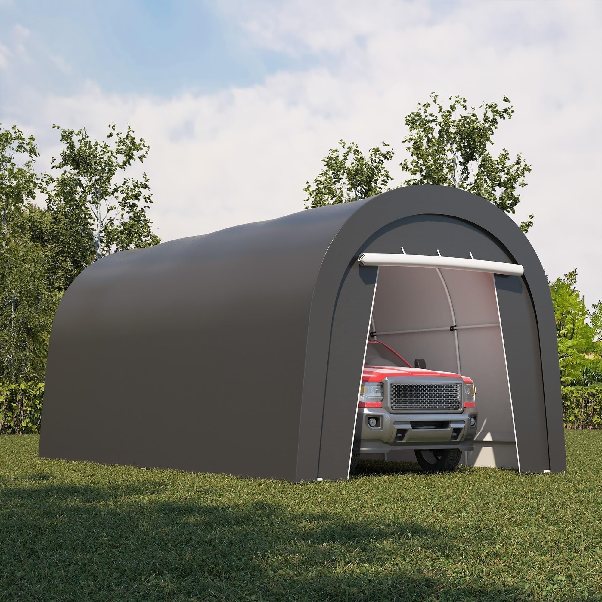 May in Color Domed Carport 10' x 20', Portable Garage with 2 Roll up Doors, Heavy Duty Car Canopy Party Tent, All-Season Storage Shelter Shed Carport for Motorcycle, Boat, Truck, or Garden Tools