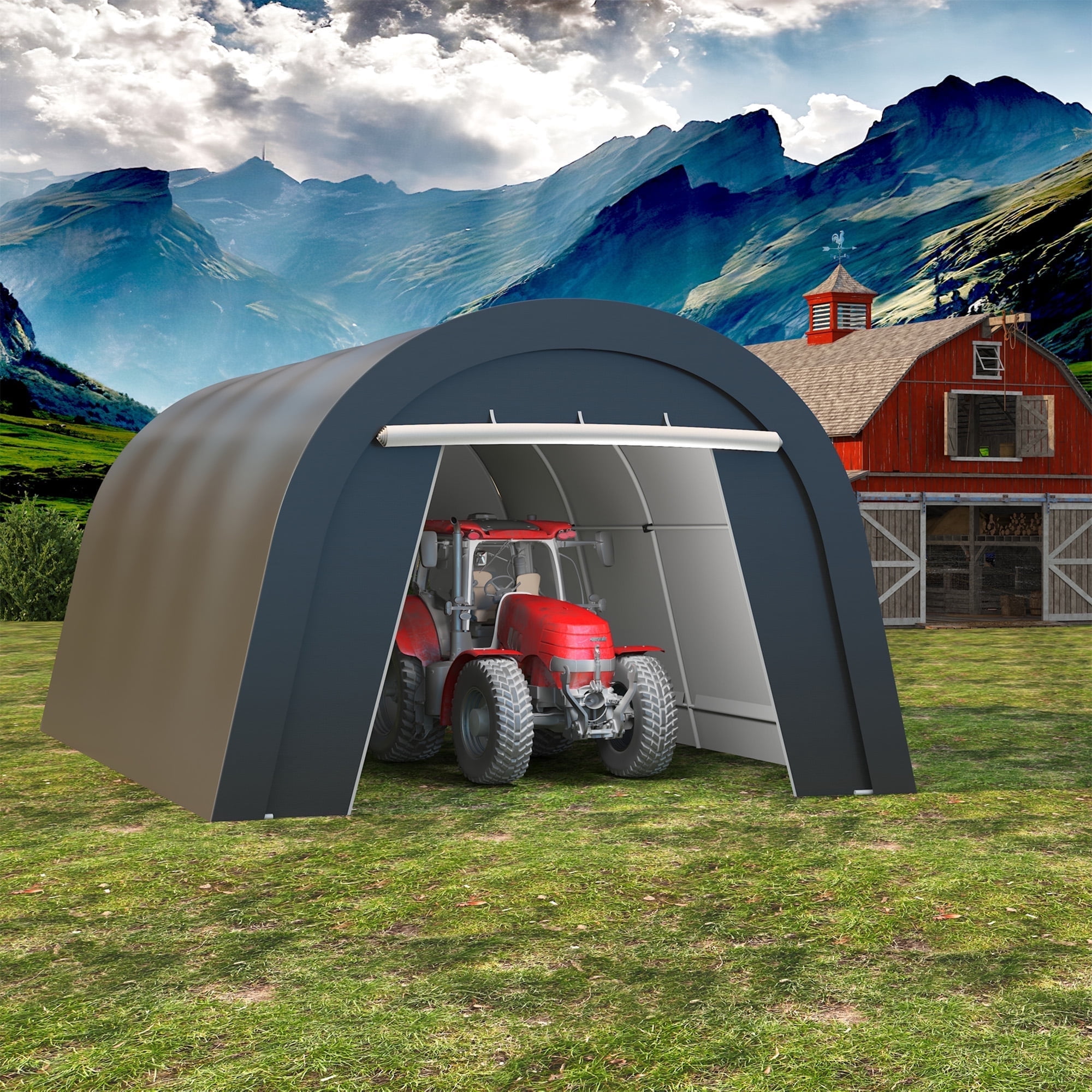 May in Color 13‘x20’ Metal Heavy Duty Portable Outdoor Garage Carport with 2 Roll-up Door, Waterproof Car Tent for Vehicles and Storage