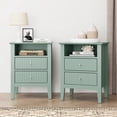 thumbnail interactive-video image 1 of FCH Set Of 2 Modern Nightstands With 2 Drawers – Wood & MDF Bedside Tables 1 of 4