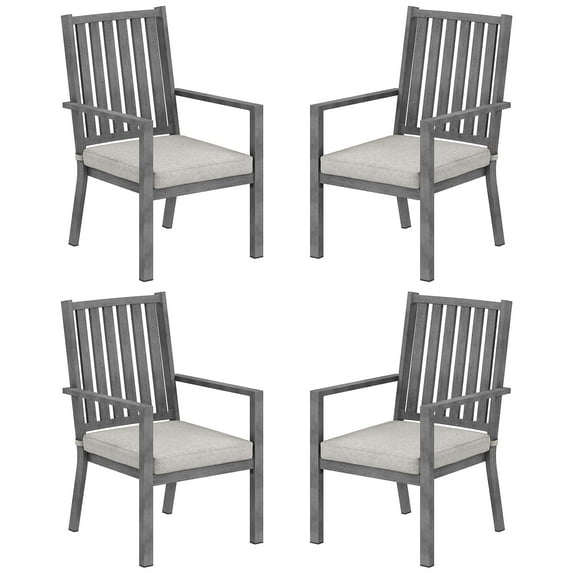 May in Color Patio Dining Chair Set of 4, Aluminum Outdoor Dining Chairs with Waterproof Cushions, Metal Outdoor Patio Furniture Seating for Porch, Balcony, Deck, Backyard, Gray