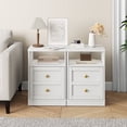 thumbnail image 1 of May in Color white Nightstand with Storage Shelf & Door, Faux Drawer Design End Table, Compact Side Table for Bedrooms, Dorm Rooms & Small Spaces, Set of 2, 1 of 9