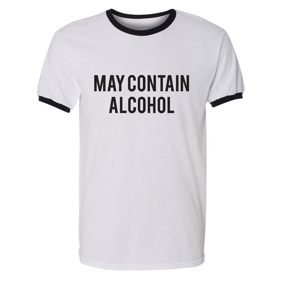 May Contain Alcohol Adult Short Sleeve Ringer T-shirt