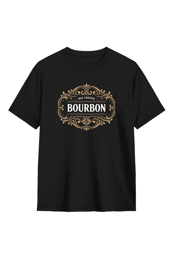 May Contain Bourbon Vintage Graphic Tee for Men, Amusing BBQ Cotton Short Sleeves T-Shirt