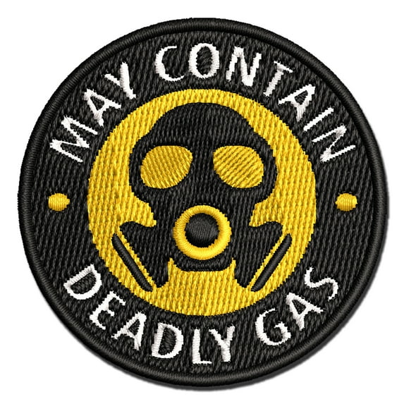 May Contain Deadly Gas Mask Fart Applique Multi-Color Embroidered Iron ...