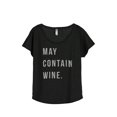 thumbnail image 1 of May Contain Wine Women's Fashion Slouchy Dolman T-Shirt Tee Heather Black Small, 1 of 4