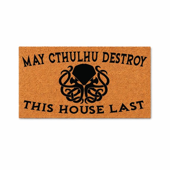 May Cthulhu Destroy This House Last, Cthulhu Tentacles Design Doormat - Brown Coir PVC Outdoor Doormat (16x24 inches) 3503
