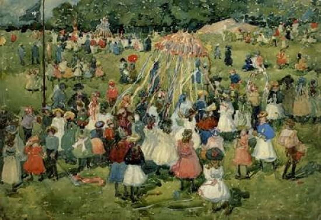 May Day Central Park Canvas Art - Maurice Brazil Prendergast (12 x 18)