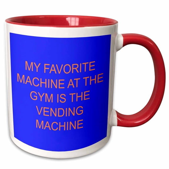 3drose, May Favorite Machine Is the Vending Machine, Orange Lettering, 11oz Two-tone Red Mug
