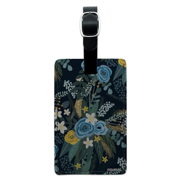 May Floral Pattern Rectangle Leather Luggage Card Suitcase Carry-On ID Tag