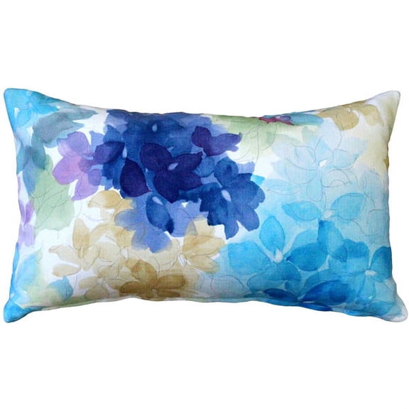 May Flower Blue Throw Pillow 12X20, Complete with Polyfill Pillow Insert