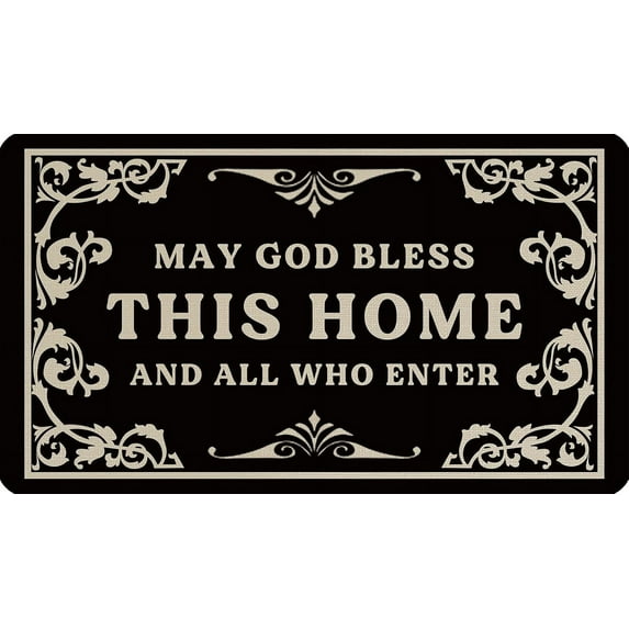 May God Bless This Home and All Who Enter Mats for Front Door Entry Front Porch Doormat Non-Slip Carpet Rugs Floor Mat Decorative for Home Bathroom Kitchen Indoor 20x32 Inch