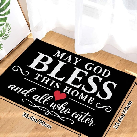 May God Bless This Home Soft Small Velvet Area Rugs Non Slip Indoor Floor Carpet for Living Room Bedroom Decor