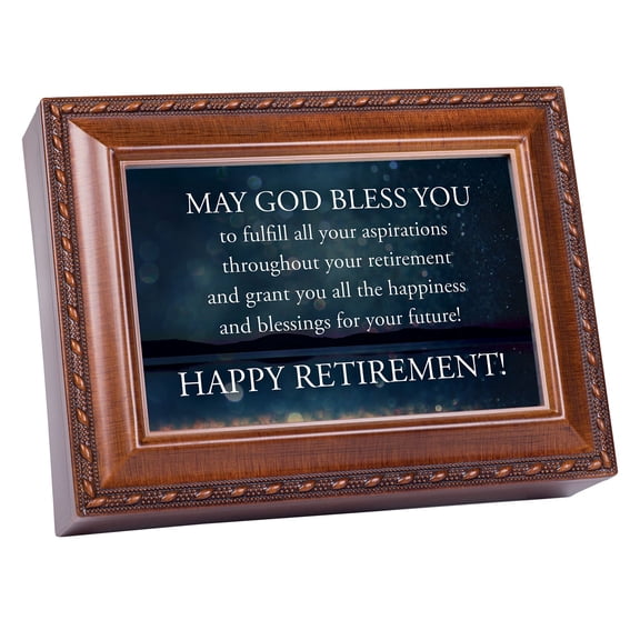 May God Bless You Woodgrain Jewelry Music Box Plays How Great Thou Art