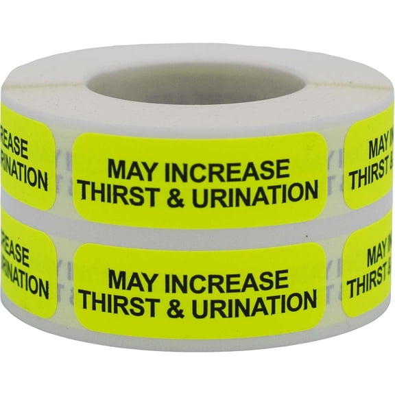 May Increase Thirst & Urination Veterinary Labels | 0.5 x 1.5 - 500 Pack
