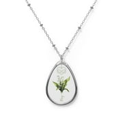May Infinity Birth Month Flower Oval Necklace Dainty Jewelry Gift for Her