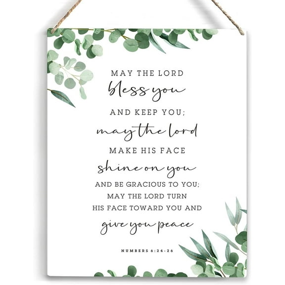 May the Lord Bless You Bible Verse Wood Sign Rustic Numbers 624-26 Christian Wooden Hanging Plaque for Home Nursery Wall Art Decoration 8x10 Inch Present
