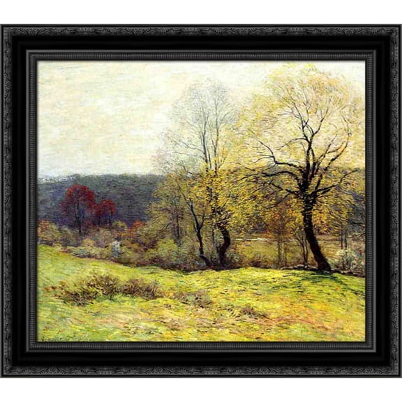 May Pastoral 20x20 Black Ornate Wood Framed Canvas Art by Metcalf, Willard