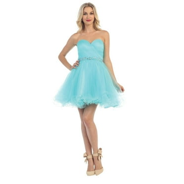 May Queen Juniors Womens Strapless Short Sweetheart Dress & Plus Size