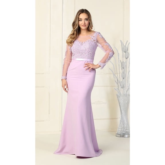 Women's May Queen MQ1847 Long Sleeve Special Occasion Dress Lilac Lavender 4
