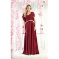 thumbnail image 1 of May Queen MQ1972 Chiffon Bell Sleeve A-Line Formal Gown Burgundy 12, 1 of 10