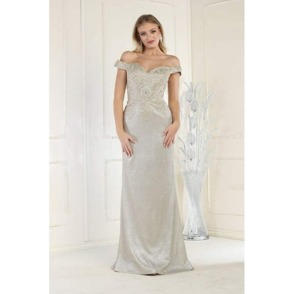 May Queen MQ2005 Juniors Womens Embellished Rhinestone Prom Gown