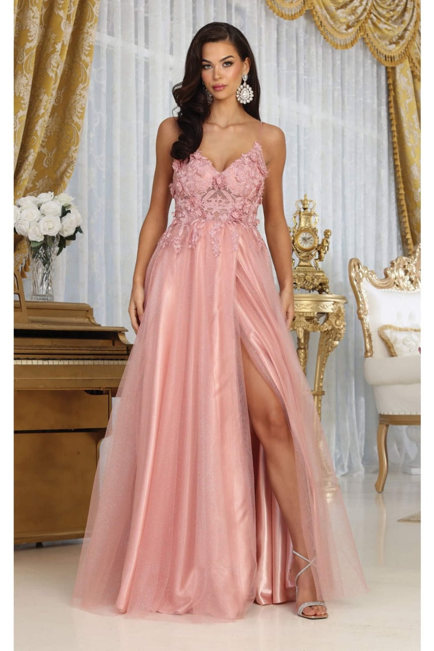 1310081 Cherry Flowing Sleeveless Gown