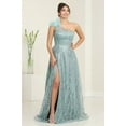 thumbnail image 1 of Women's May Queen MQ2024 Asymmetrical Embellished Gala Gown with Slit Sage Green 4, 1 of 9