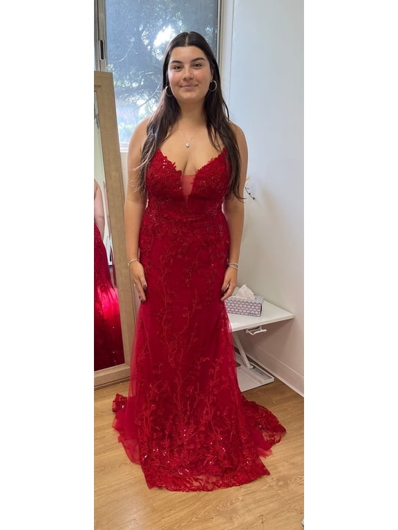 May Queen MQ2030 Juniors Womens Spaghetti Strap V-Neck Pageant Long Dress