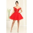thumbnail image 1 of May Queen MQ2090 Juniors Womens A-Line Cold-Shoulder Semi-Formal Dress, 1 of 11