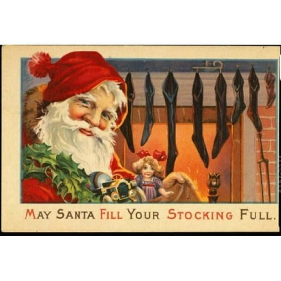 May Santa Fill Your Stocking Full Nostalgia Cards Poster Print - 18 x 24 in.