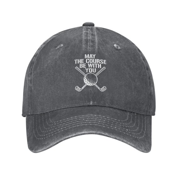 May The Course Be With You Golf Baseball Cap Vintage Soft Washed Denim,Golf Dad Hat Adjustable Trucker Hats for Men Women Unisex Adult,Deep Heather