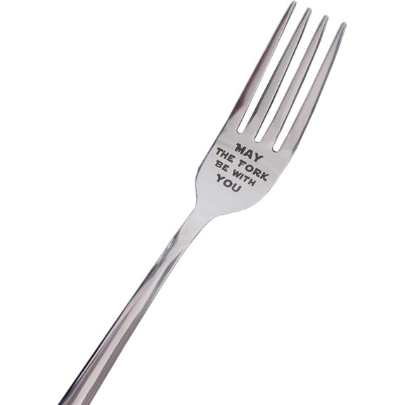 May The Fork Be with You - Laser-Engraved Stainless Steel Fork - Elegant Gift Box Included - Ideal for Movie Enthusiasts and Memorabilia Collectors