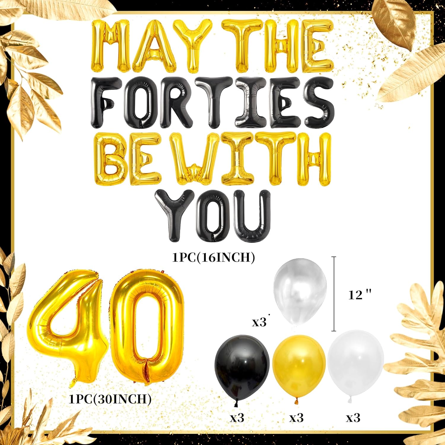 May The Forties Be With You Balloons Men'S Happy 40Th Birthday ...