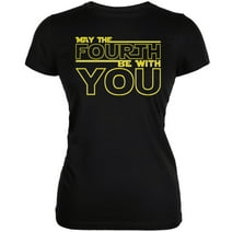 May The Fourth Be With You Black Juniors Soft T-Shirt - Large
